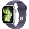 Apple Watch Series 11 GPS 42mm Cassa Alluminio Argento con Sport Band Viola Nebbia S/M
