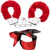 NYGGTYK 1 manette pelose, 1 fascia per gli occhi, set di giocattoli per adulti, accessori per feste, giochi di ruolo, casa e viaggi (rosso)