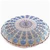 Mandala Life ART Fodera per cuscino da pavimento rotondo bohémien - 60x20 cm - 100% cotone - Custodia pouf per pouf per soggiorno, camera da letto, patio e altro (Blue, 60xm)