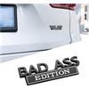 CGEAMDY Emblemi Auto Parafango Laterale Posteriore, 3D Metallo BAD-ASS Edition Emblema Targhetta per Auto Metal Logo, Decalcomania Auto Camion Parafango Posteriore Tronco Badge Sticker(Nero-Bianco)