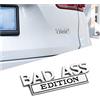 CGEAMDY Emblemi Auto Parafango Laterale Posteriore, 3D Metallo BAD-ASS Edition Emblema Targhetta per Auto Metal Logo, Decalcomania Auto Camion Parafango Posteriore Tronco Badge Sticker(Argento-Nero)
