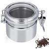 HERCHR Barattolo Ermetico per di Caffè in grani con Coperchio trasparente, Capacità 100g-150g, Contenitore per Alimenti Multiuso in acciaio inossidabile con robusto fermo di chiusura per Tè Farina