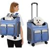 PETCUTE Zaino Trolley per Cani e Gatti,Zaino Portatile per Cani con Tasche Frontali,Multifunzionale,Traspirante Zaino per Gatti Grande con Ruote,Zaino per Animali Domestici,Tappetino Rimovibile