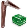 Amig - Set Supporti per Mensola da Parete - 20 Pezzi - Staffe in Acciaio - 150x125 mm - Colore Marrone - Resistenti fino a 35 Kg - Angolo per Ripiani - Supporto per Mensole - Installazione Facile