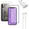 Caricatore rapido (20W), cavo (lightning), protezione dello schermo del telefono e custodia trasparente per il telefono | iPhone 12/12 Pro | transparente