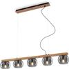 BRILONER - Lampada a sospensione a 5 luci, vetro fumé, lampada a soffitto, plafoniera, lampada, lampada da soggiorno, lampada a sospensione, lampada da camera da letto, nero-legno