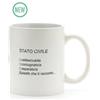 Più Forty +40 Mug Ceramica con Manico 32,5 Cl Stampa "Stato Civile..." Bianco Mat