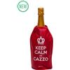 Più Forty +40 Glacette Win Cooler Raffredda Bottiglie in Nylon H 23 Cm Stampa "Keep Calm un C..." Rosso