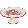 Preziosa Home Preziosa Luxury Home Alzatina Natale Ceramica con Bordo Ondulato Rotonda D 21,6 Cm H 9,6 Cm Rosso