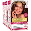 L'Oreal Paris L'Oréal Paris Tinta Permanente Excellence Creme 5 Castano Chiaro Colorazione Triplo Trattamento Copre 100% dei Capelli Bianchi Lunga Durata con Acido Ialuronico - 3 Tinte