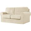 SYLC Ektorp Copridivani Con Cuscini E Schienale Separati, Velluto Elasticizzato Copridivano 1/2/3/4 Posti Con Braccioli, Copri Divano Antiscivolo (Beige,Large 3-Seat Set 5 PCS)