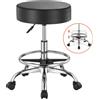 VEVOR Sgabello Girevole con Poggiapiedi e Ruote, Capacità 204 kg, Sgabello Girevole Rotondo in Pelle, Ispessita Regolabile in Altezza, Sgabello per Salone, Spa, Massaggi, Clinica, Nero