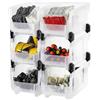 VEVOR Contenitori Impilabili in Plastica, 377 x 215 x 180 mm, 6 Pezzi, Contenitori in Plastica per Organizzare Oggetti in Armadio, Piccole Parti, Forniture per Ufficio, Altri Accessori, Trasparenti