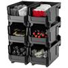 VEVOR Contenitori Impilabili in Plastica, 377 x 215 x 180 mm, 6 Pezzi, Contenitori in Plastica per Organizzare Oggetti in Armadio, Garage, Piccole Parti, Forniture per Ufficio, Altri Accessori, Nero