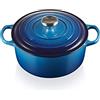 Le Creuset Cocotte rotonda Evolution in ghisa vetrificata con Coperchio, diameter 24 cm, Azzurro, 21177242202430