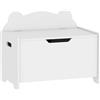 AIYAPLAY Baule Portagiochi in Legno a Forma di Orso e Capacità 20 kg 60x38x48 cm, Bianco | Aosom Italy