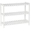 HOMCOM Scarpiera a 3 livelli, con ripiani a listelli, in legno di pino, 70 x 26 x 57,5 cm, Bianco | Aosom Italy