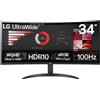 MediaMondo LG 34WR50QK-B Monitor PC 86,4 cm (34") 3440 x 1440 Pixel Wide Quad HD Nero