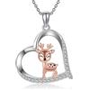 YAFEINI Cervo collana in argento sterling 925 cuore cervo ciondolo collana carino cervo renna gioielli per donne amanti dei cervi regali, Argento