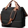HPLQQ Borsone da Viaggio Donna Bagaglio a Mano Ryanair 40x30x20, Borsa Sportiva Borsone da Palestra con Scomparto per le Scarpe, Borsa da Weekend, Ospedale Parto, Danza,C05-Nero-Marrone