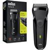 Braun Series 3 300 Rasoio da Barba Elettrico da Uomo con 3 Lame Flessibili, Ricaricabile e Senza Fili, Rasoio Elettrico a Lamina Lavabile, Nero
