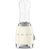 Smeg, Frullatore da Tavolo Compatto PBF01CREU, 2 Livelli di Velocità, Sicurezza Blocco Motore, 2 Bottiglie da 600 ml in Dotazione, Base Antiscivolo, Avvolgicavo Integrato, 300W, Panna