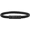 Breil, Collezione Leather Bloom, Bracciale Uomo in Pelle intrecciata, Chiusura Tubolare con Pulsanti in Acciaio Ip Black, Lunghezza Circonferenza 19 cm