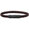Breil, Collezione Leather Bloom, Bracciale Uomo in Pelle intrecciata, Chiusura Tubolare con Pulsanti in Acciaio Black, Lunghezza Circonferenza 19 cm
