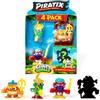 PIRATIX ADVENTURE WORLD Serie Crazy Jungle, confezione da 4 - Contiene 4 Piratix: 1 neon e 1 sorpresa e 4 accessori neon. Confezione da 6