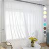 ABCHOME Tende velate, 2 pannelli, 2 pannelli, con tasca per canna, in voile, semi velate, per cucina, camera da letto e soggiorno (avorio, 52 x 130 L)