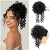 Yfsmyxgs Extension per chignon con elastico e coulisse, soffici e disordinati, con lunghi viticci ricci, capelli sintetici, per coda di cavallo, per uso quotidiano (nero)