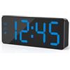KWANWA Sveglia digitale con grande display a LED, luminosità regolabile, formato 12/24h, facile da usare, funzionamento a rete con adattatore, perfetto orologio da comodino per casa, ufficio, viaggi