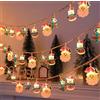 Guidre Catena luminosa natalizia, 6 m, 40 LED, pupazzo di neve, albero di Natale, Babbo Natale, catena decorativa a LED, per feste, Natale, balcone