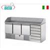 TECNODOM - Banco pizza Refrigerato 3 Porte, 6 Cassetti Non Refrigerati, dim.mm.1900x700x1070h