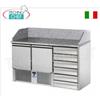 Banco Pizza Refrigerato 2 Porte, 6 Cassetti Non Refrigerati, dim.mm.1410x700x1070h