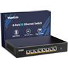 YuanLey Switch Ethernet 8 Porte 5G, 8×5Gbps RJ45, Capacità di Commutazione 80Gbps, Switch di Rete Non Gestito Plug & Play, Montaggio su Desktop o Rack 19, Ideale per NAS, WiFi 6 e Gaming