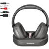 DEARBIRDER Cuffie TV Senza Fili con Doppia Modalità 2.4G RF e Bluetooth 5.3, Cuffie Senza Fili Over-Ear per Guardare la TV con Base Trasmettitore, Nessun Ritardo Audio, Potenziamento del Volume per Anziani, Nero