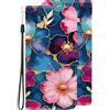BLOTECH Custodia Pelle PU Portafoglio per Xiaomi Mi 10T Pro 5G,Flip Libro Cover con Slot per Schede [Supporto Stand] Motivo bordi dorati floreale azzurro polvere Protettiva per Xiaomi Mi 10T Pro 5G
