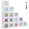 SONGMICS Scaffale Portaoggetti a 15 Cubi per Bambini, Portagiochi ad Incastro, Armadio in Plastica, Organizzatore Modulare per Abiti Scarpe Zainetto, 153 x 31 x 153 cm, Bianco LPC902W