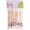 Stecchino perla in bamboo in colori assortiti cm 12 (50 pezzi) - Bamboo - Naturale,bianco,grigo,nero