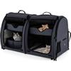 Generic Borsa trasportino per gatti, 2 scomparti, trasportino da viaggio per animali domestici con amache e tappetini rimovibili, imbottitura doppia, lettiera portatile, per gatti, cuccioli, gattini