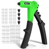 JiGiU Pistola per Rivetti Manuale da 8 Pollici con 4 Bocccoli (2.4-4.8mm) e 200 Rivetti in Alluminio - Design Ergonomico Curvo per Auto/Metallo/Fai-da-Te/Kit Professionale Antiscivolo