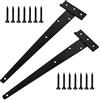 MAIXINNEW 2 Pezzi Cerniere a T Resistenti con Vite di Montaggio, Cerniera per Cancello Legno da 300 mm, Cerniere a T Zincate per Cancelli in Legno e Finestre