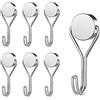 MOGADEE® Ganci magnetici, 6 pezzi ganci magnetici argento extra forti per cucina, gadget, camera da letto, armadietti, ufficio, frigorifero, appendere luci decorative, barbecue, attrezzi da giardino -