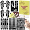 MuseLuxe Kit di stencil per tatuaggi temporanei, kit per tatuaggi temporanei - 6 coni per tatuaggi a 2 colori (marrone e nero), disegni fai da te per body art e pittura sulla pelle per donne, uomini e adulti