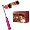 HQRP Binocolo d'opera 3 x 25 di colore oro/rosa perlato con manico pieghevole estendibile incorporato