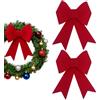 ZoneYan Fiocchi Natale Rosso Grande 2pz, Fiocchi di Natale 30x25cm, Fiocchi Velluto Rossi, Fiocco per Albero di Natale, Natalizio Fiocchi Gross per Ghirlanda Porta Decorazione