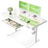 OffiGo Scrivania Regolabile in Altezza Elettrica, 120 x 60 cm, Top in Cristallo Monoblocco, Scrivania in Vetro con Cassetto e Porte USB e Type-C, Scrivania da Sede/Standing, per Casa e Ufficio, Bianco