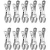 QWORK 10 Pezzi Mollette Grandi di Acciaio Inox, Mollette Bucato Antisegno per Asciugamani Mare, Coperte, Trapunta, Vestiti (11 cm)