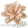 12 Fiori Di Stella Di Natale Artificiali Glitterati, Con Steli E Clip, Diametro 14 Cm, Per Albero, Ghirlanda, Argento - 3